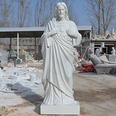 pure natural white marble jesus christ statue in meditation